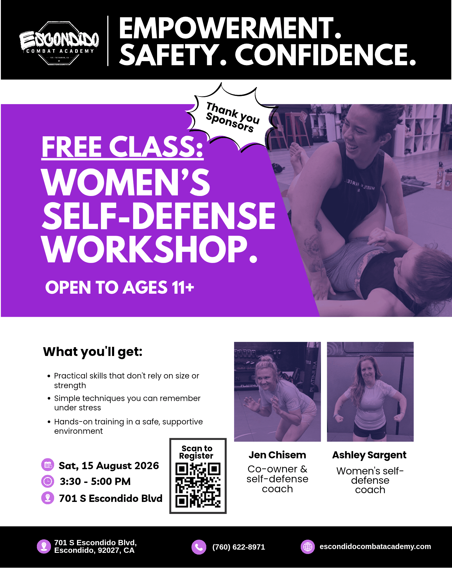 Women participating in self-defense training at Escondido Combat Academy