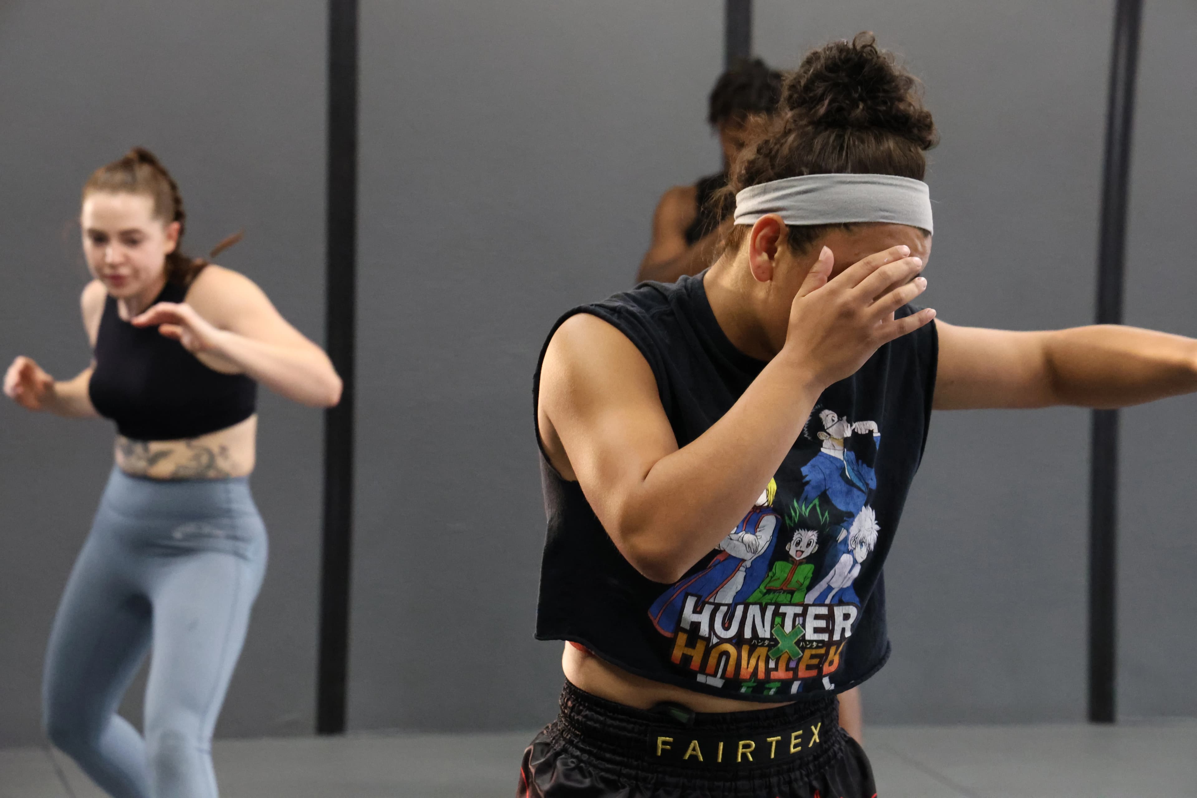 Students training together during a boxing class