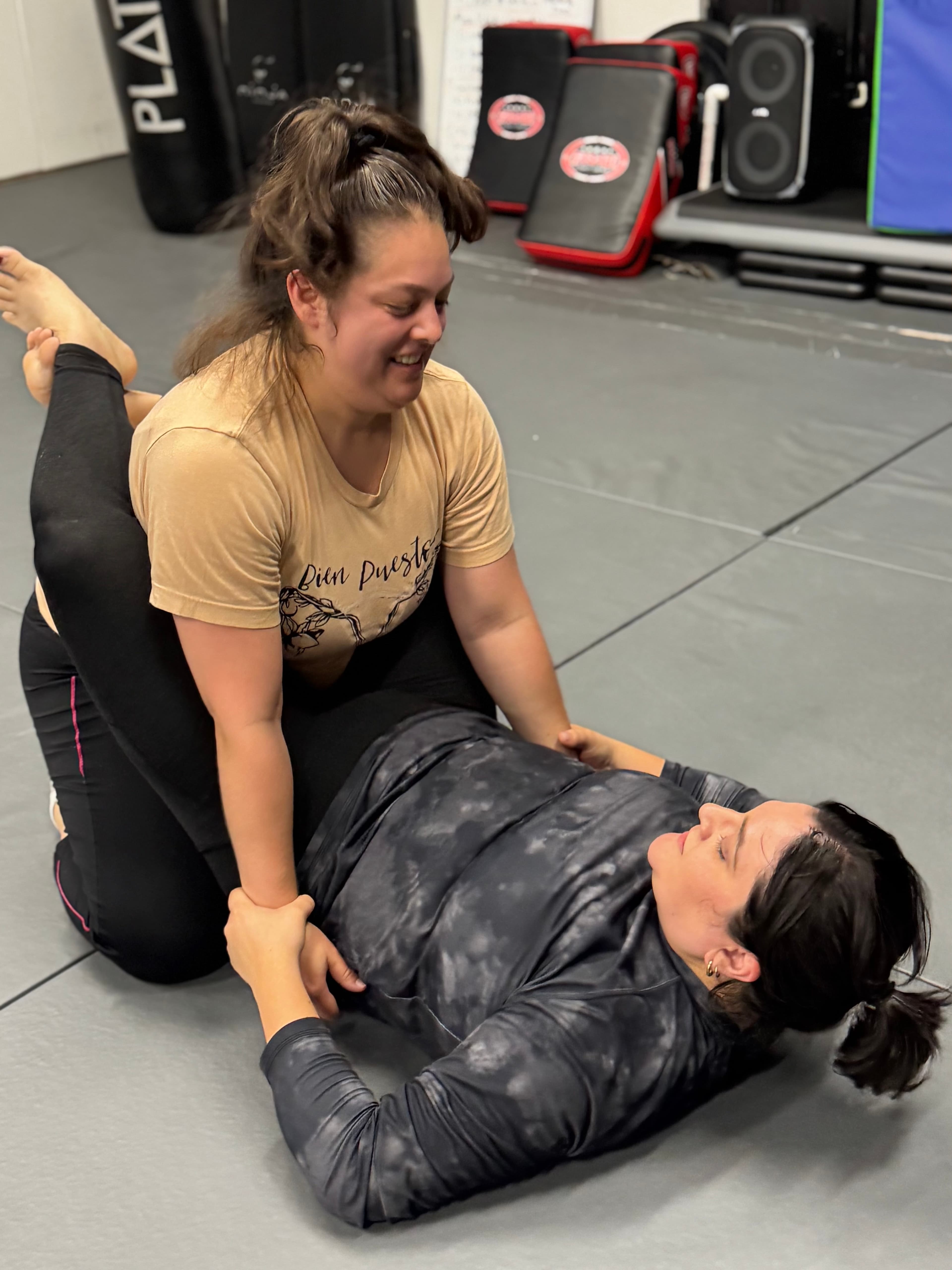 Women training self defense conditioning drills