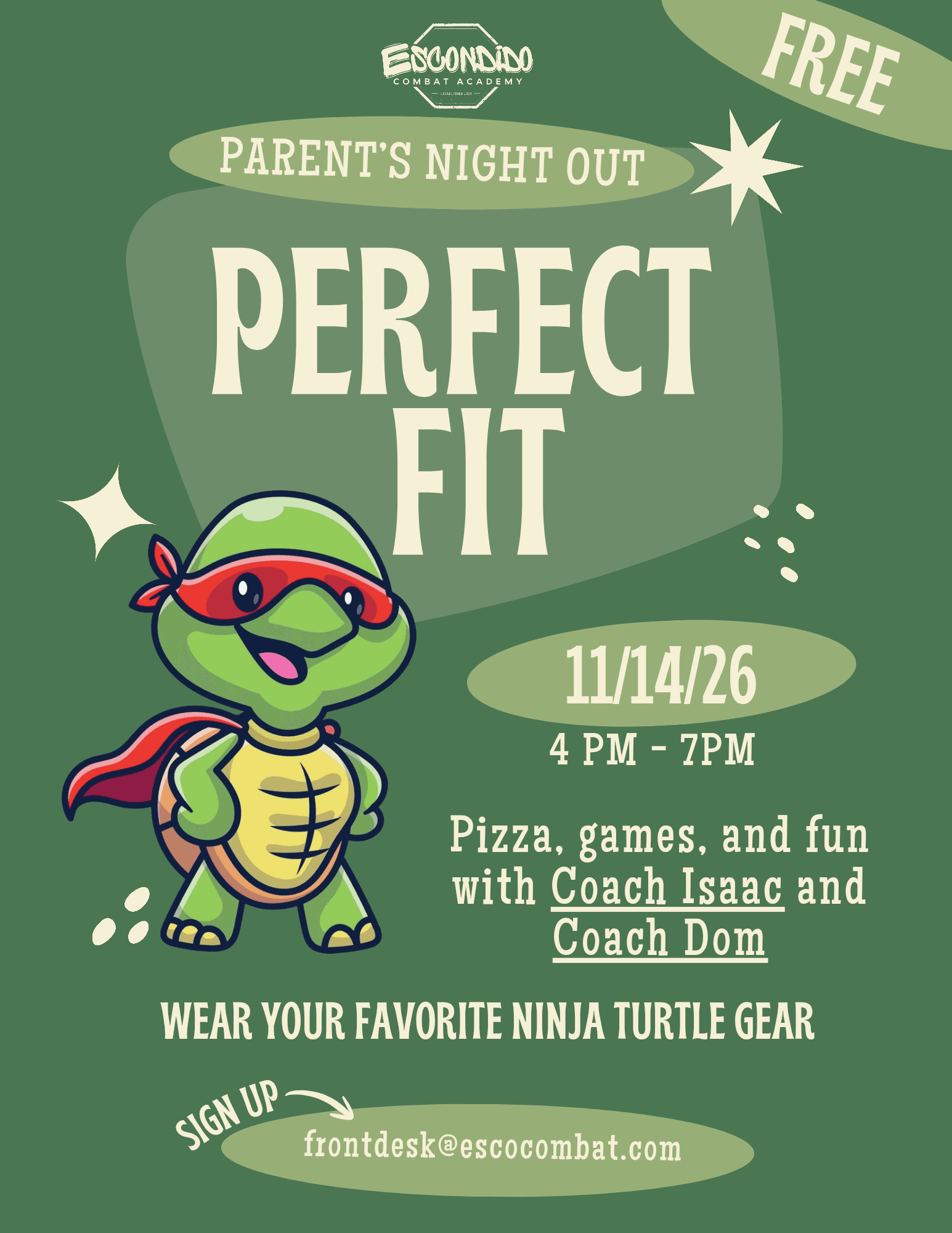 Perfect Fit Parents Night Out: Ninja Turtles at Escondido Combat Academy